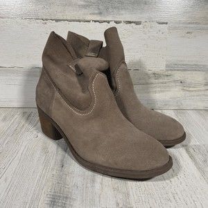Carlos Santana Leighton Booties Taupe Suede Slouchy Ankle Boots Women's Size 7.5